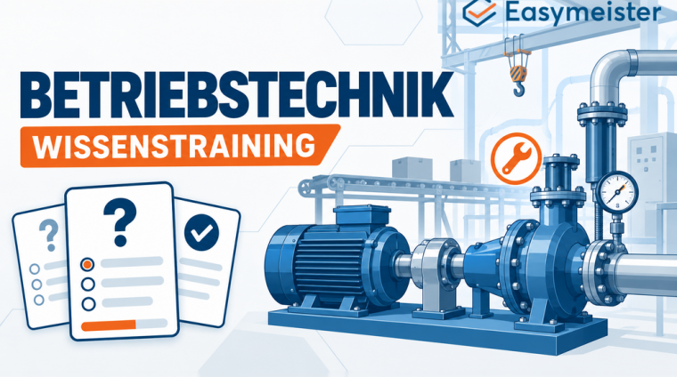 Betriebstechnik-Wissenstraining für den Industriemeister Metall mit Fragen zu Pumpen, Antrieben und technischen Anlagen